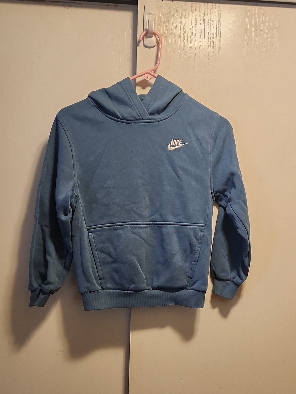 Nike Kids M Blue Pullover Hoodie with White Logo
